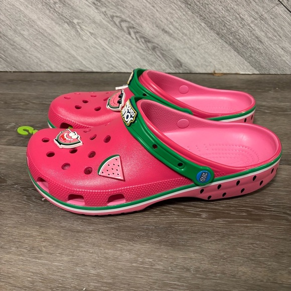 CROCS X Jolly Rancher | Watermelon Classic Clogs In Pink And Green Limited NEW - Picture 9 of 9